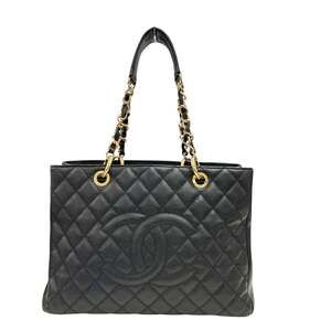 CHANEL GST Chain Tote Bag in Caviar Skin, Black, Grand Tote, Women's